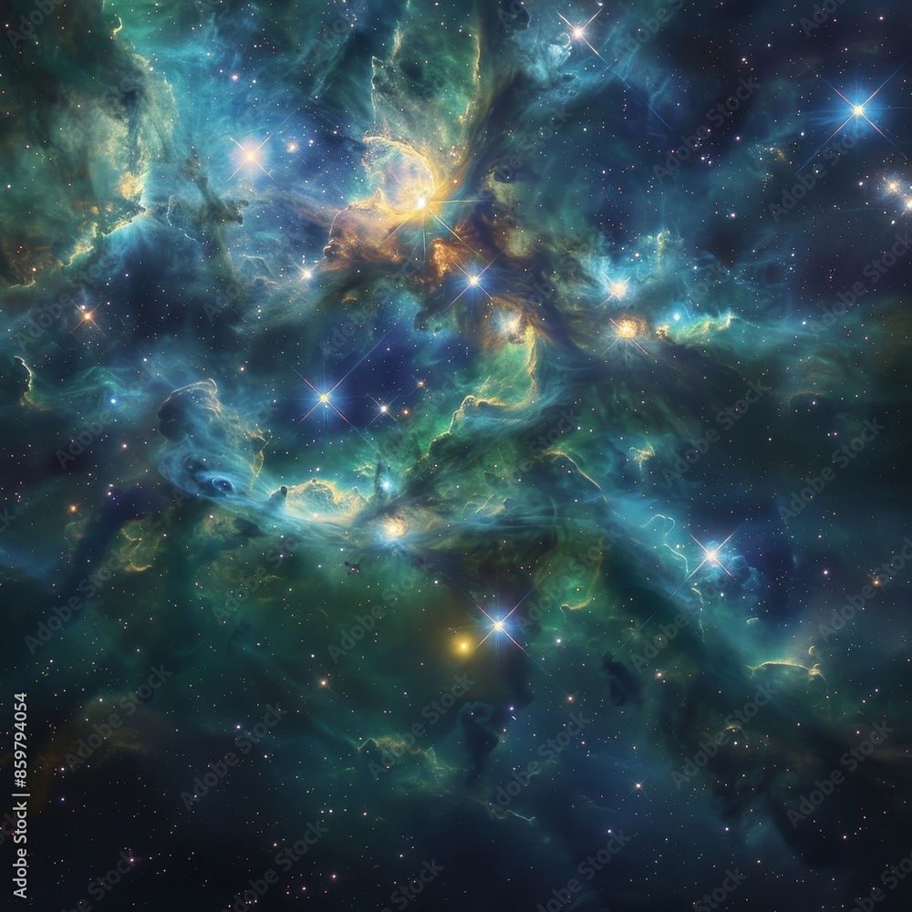 Fototapeta premium Blue and green stellar nursery,