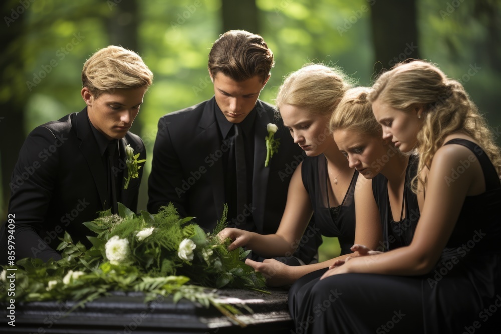 A quiet farewell, a tender moment of the last meeting at the funeral, enveloped in silence and deep emotions of the departed. A quiet farewell, a tender moment of the last meeting at the funeral, enveloped in silence and deep emotions of the departed.