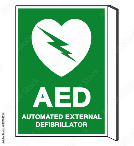 AED Automated External Defibrillator Symbol Sign, Vector Illustration, Isolate On White Background Label .EPS10