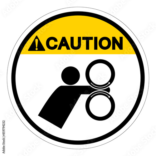 Caution Hand Entanglement Rollers Black Icon ,Vector Illustration, Isolate On White Background Label. EPS10