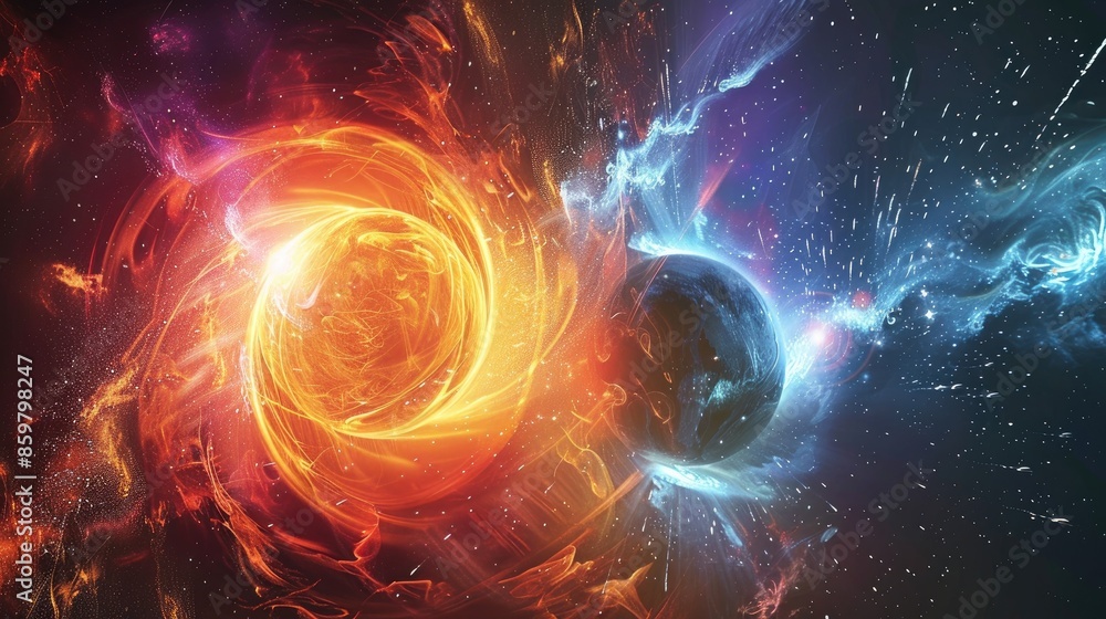 Fototapeta premium Magnetic attraction and repulsion