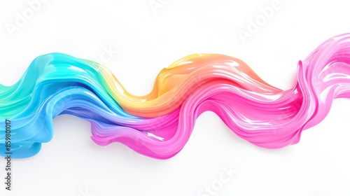 Vibrant abstract wavy colorful gradient liquid on a white background, showcasing a blend of blue, yellow, pink, and other hues.