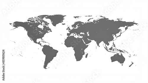 Fototapeta Naklejka Na Ścianę i Meble -  World map with borders Gray on white background. Illustration. Flat design. Simple style High resolution no shadows high quality no text and characters There are only shapes without letters.