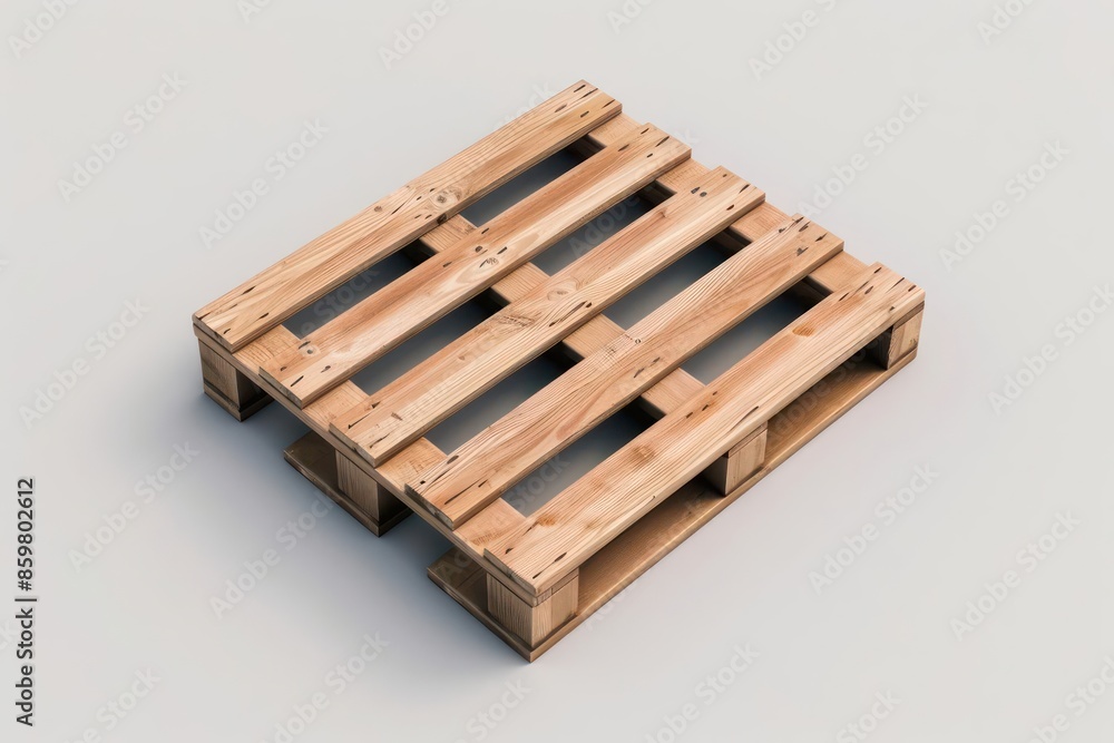 A neatly stacked pallet isolated on a pristine white background A neatly stacked pallet isolated on a pristine white background