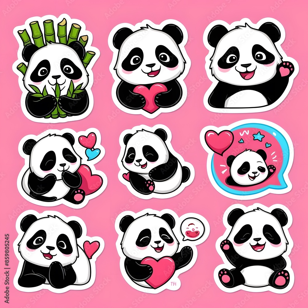 Obraz premium Playful Panda 3D Sticker with Adorable Expression