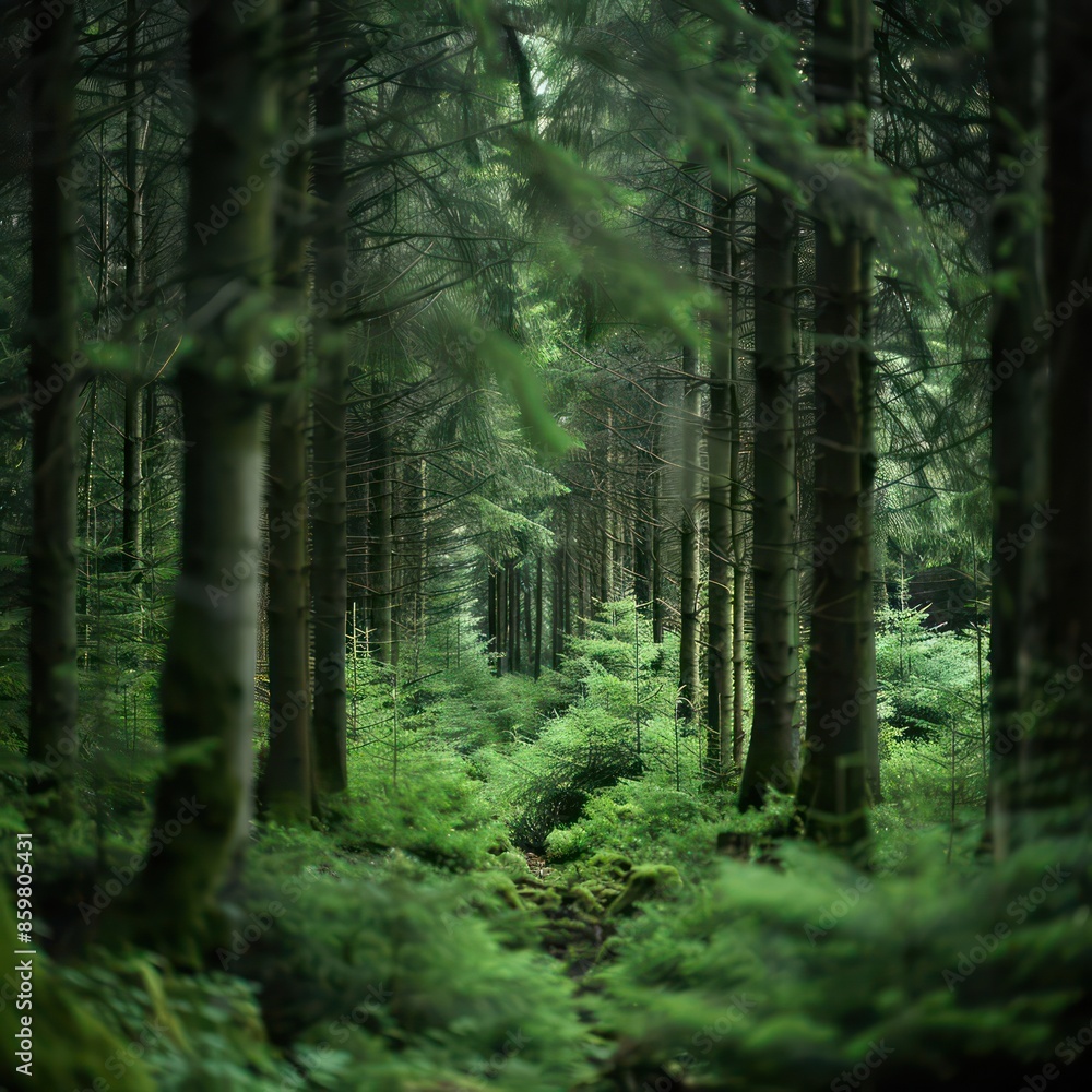Obraz premium The forest is alive with the sounds of nature, from rustling leaves to the calls of distant animals