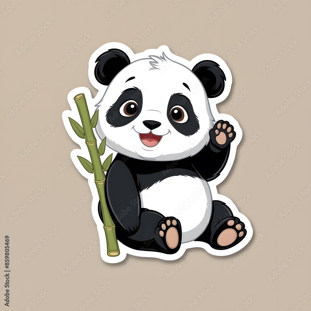 Playful Panda 3D Sticker with Adorable Expression Playful Panda 3D Sticker with Adorable Expression