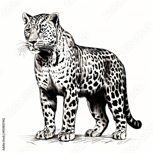 Vintage engraving isolated leopard set panther illustration ink sketch. Africa wild cat cheetah background jaguar animal silhouette art. Black and white hand drawn image