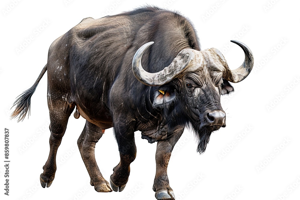 African Buffalo Isolated on White Background African Buffalo Isolated on White Background