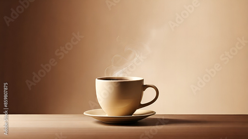 A minimalist background featuring a smooth gradient from rich brown to cream, with a faint silhouette of a steaming coffee cup in one corner, leaving ample copy space for text or design elements