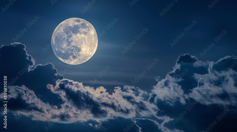 Full Moon Shining Through the Clouds