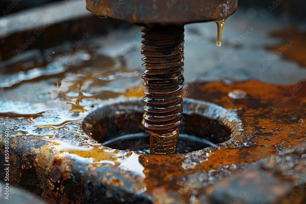 Pouring lubricant onto a rusted bolt Pouring lubricant onto a rusted bolt