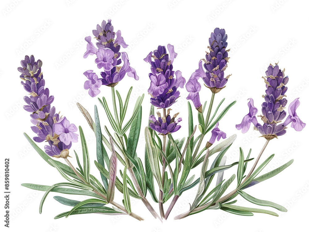 Obraz premium A cluster of lavender flowers in bloom, showcasing their purple hues and delicate fragrance.