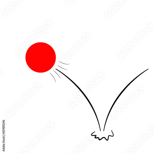 Vector illustration of red bouncing ball.