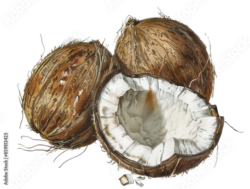 coconut isolate on white background photo