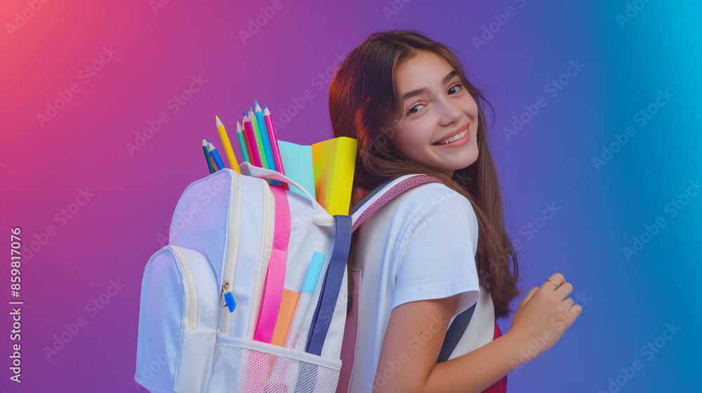 Happy and diverse students are going back to school. 