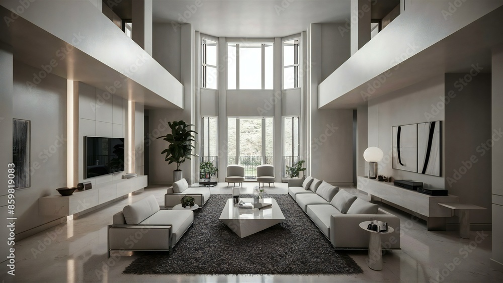 Fototapeta premium modern living room with kitchen