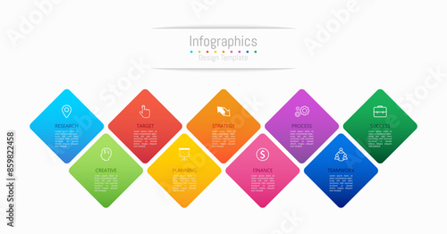 Infographic 9 options design elements for your business data. Vector Illustration.