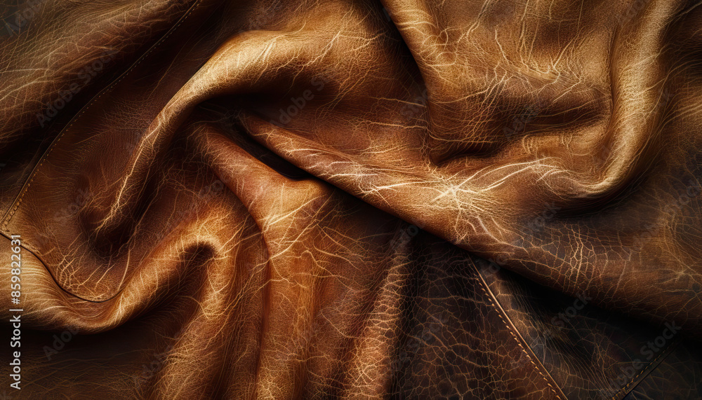 Leather is the tough, rugged texture of enduring strength: Depict a close-up of leather, with its tough and rugged texture symbolizing enduring strength and durability Leather is the tough, rugged texture of enduring strength: Depict a close-up of leather, with its tough and rugged texture symbolizing enduring strength and durability