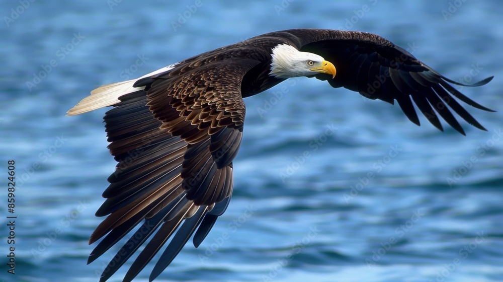 Bald Eagle Flying and Hunting Over Water Bald Eagle Flying and Hunting Over Water