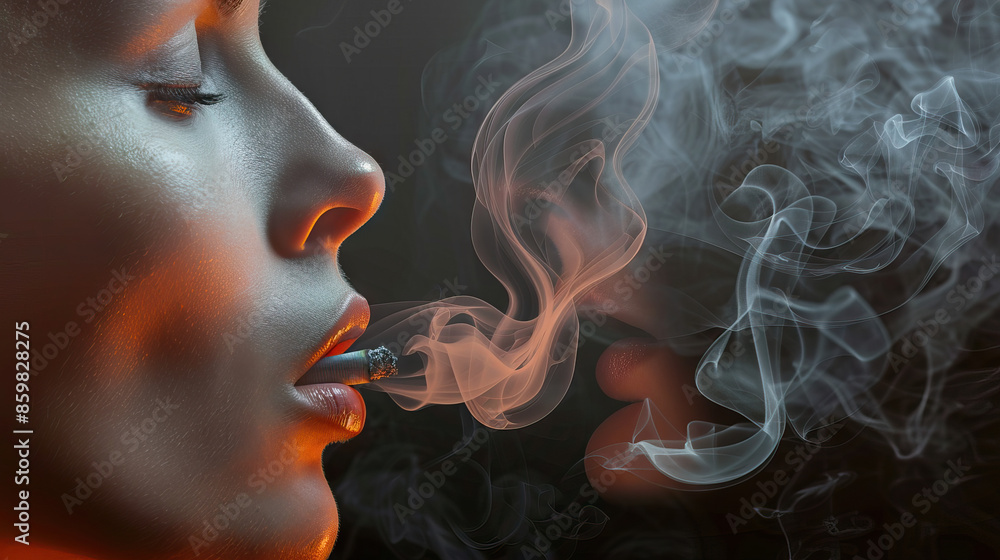 Smoking is the insidious whisper that lures to addiction: Visualize a person being tempted by a whispering figure, symbolizing the addictive nature of smoking Smoking is the insidious whisper that lures to addiction: Visualize a person being tempted by a whispering figure, symbolizing the addictive nature of smoking