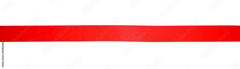 One red silk ribbon isolated on white One red silk ribbon isolated on white