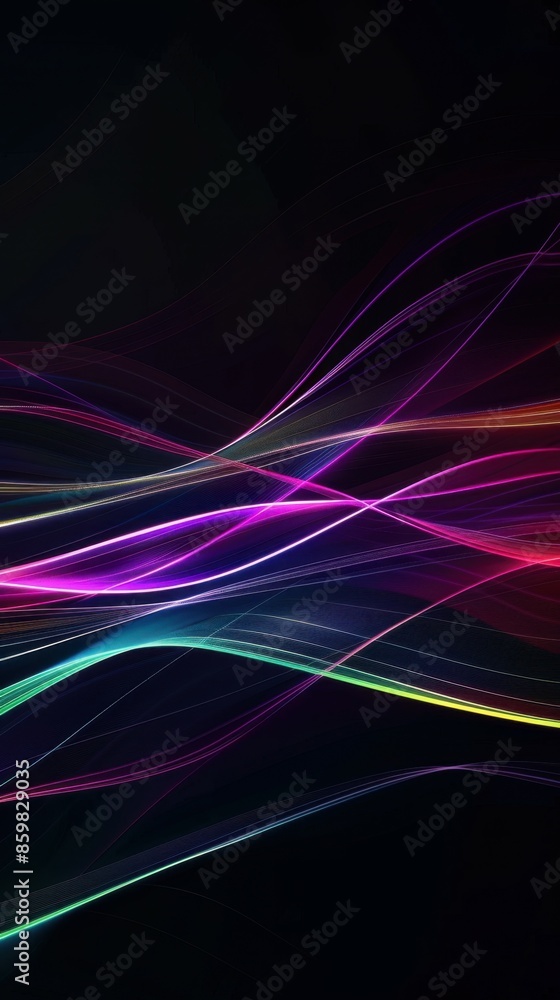 Neon light trails in vivid colors on a dark background, forming fluid, wave-like patterns. The composition is dynamic, evoking a sense of motion and energy. Neon light trails in vivid colors on a dark background, forming fluid, wave-like patterns. The composition is dynamic, evoking a sense of motion and energy.