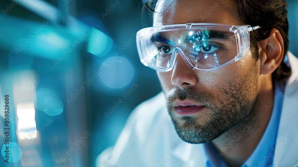 Serious Researcher Conducting Experiment in Sterile Lab Environment Serious Researcher Conducting Experiment in Sterile Lab Environment