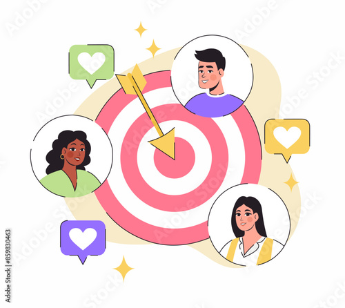 Target audience concept. Vector flat illustration.
