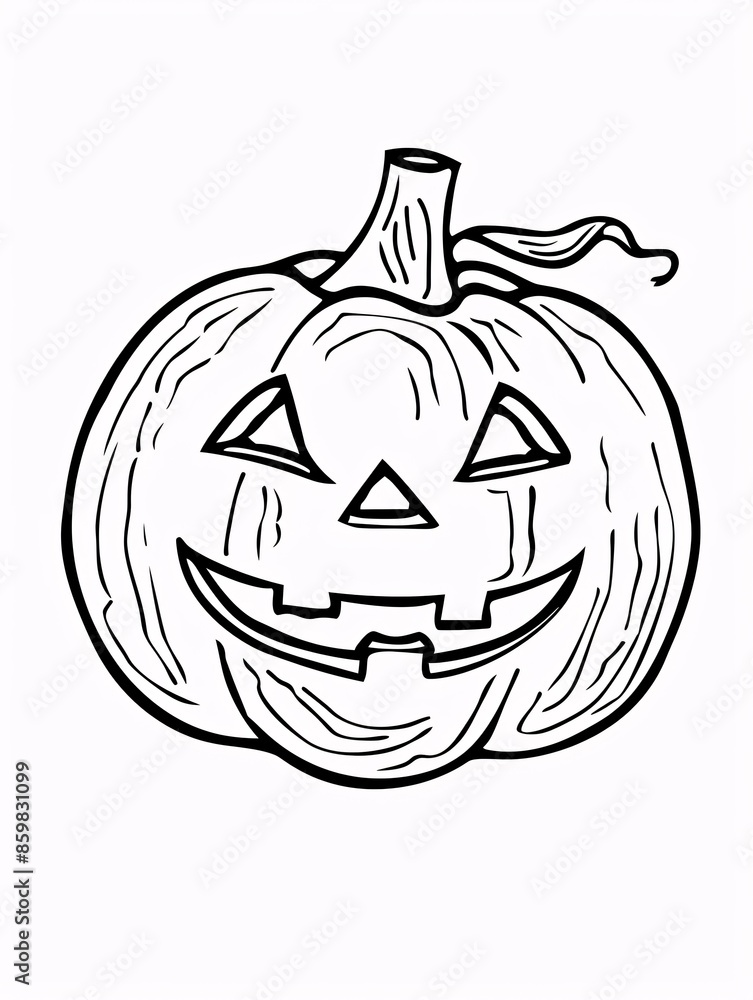 Fototapeta premium An engaging outline of a smiling pumpkin, ideal for children's coloring pages.