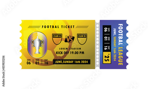 Football sport entry ticket template isolated