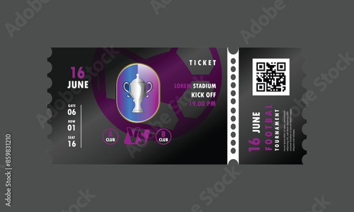 Football match ticket template design isolated