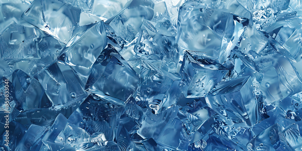 Icy Crystals: Close-Up Texture of Frozen Ice, Capturing Crystal Formation and Transparency Icy Crystals: Close-Up Texture of Frozen Ice, Capturing Crystal Formation and Transparency