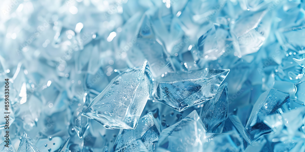 Icy Crystals: Close-Up Texture of Frozen Ice, Capturing Crystal Formation and Transparency Icy Crystals: Close-Up Texture of Frozen Ice, Capturing Crystal Formation and Transparency