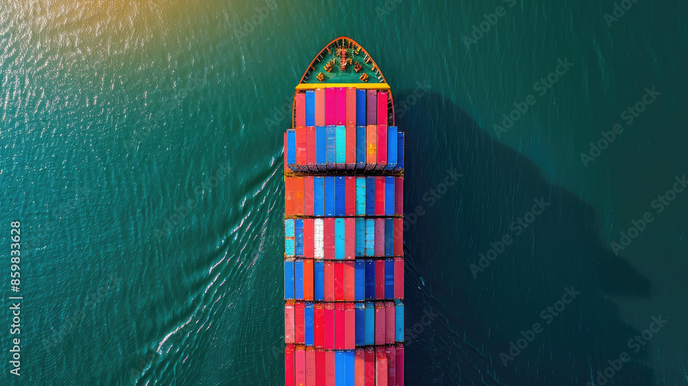 container ship in import export and business logistic.By crane ,Trade Port , Shipping.cargo to harbor.Aerial view.Water transport.International.Shell Marine.Top view. container ship in import export and business logistic.By crane ,Trade Port , Shipping.cargo to harbor.Aerial view.Water transport.International.Shell Marine.Top view.