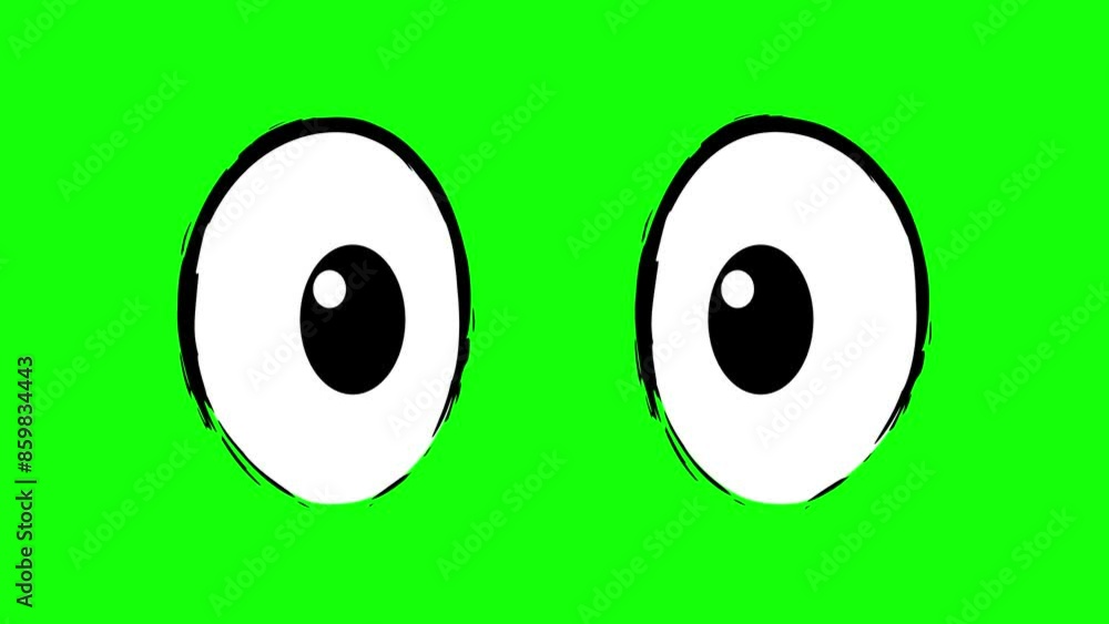 Simple cartoon blinking eyes close-up. green screen background. Simple cartoon blinking eyes close-up. green screen background.