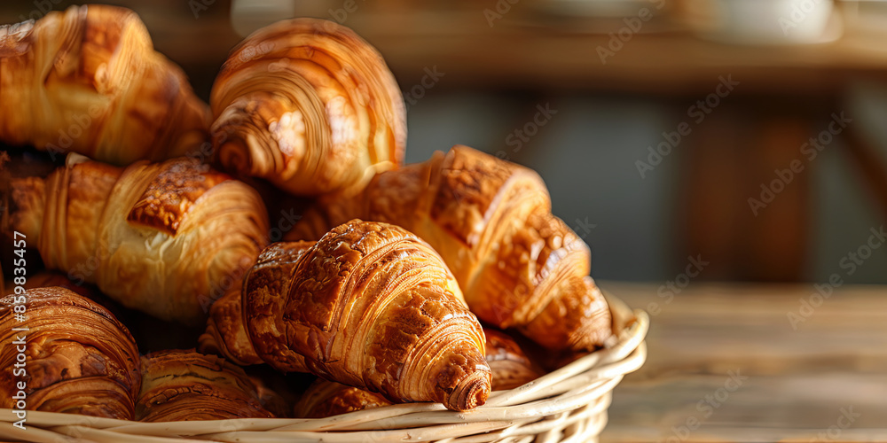 a basket of freshly baked croissants, generative AI a basket of freshly baked croissants, generative AI