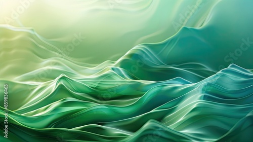 Abstract green gradient with flowing waves, great for digital and print media