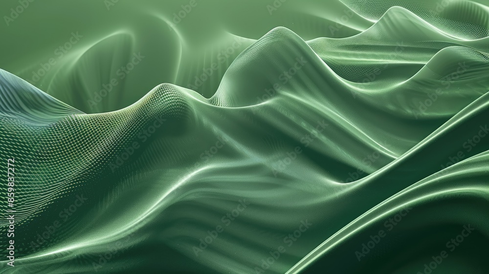 Obraz premium Elegant green gradient background with wavy patterns, ideal for digital presentations