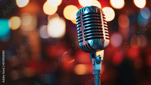 Closeup microphone blurry background