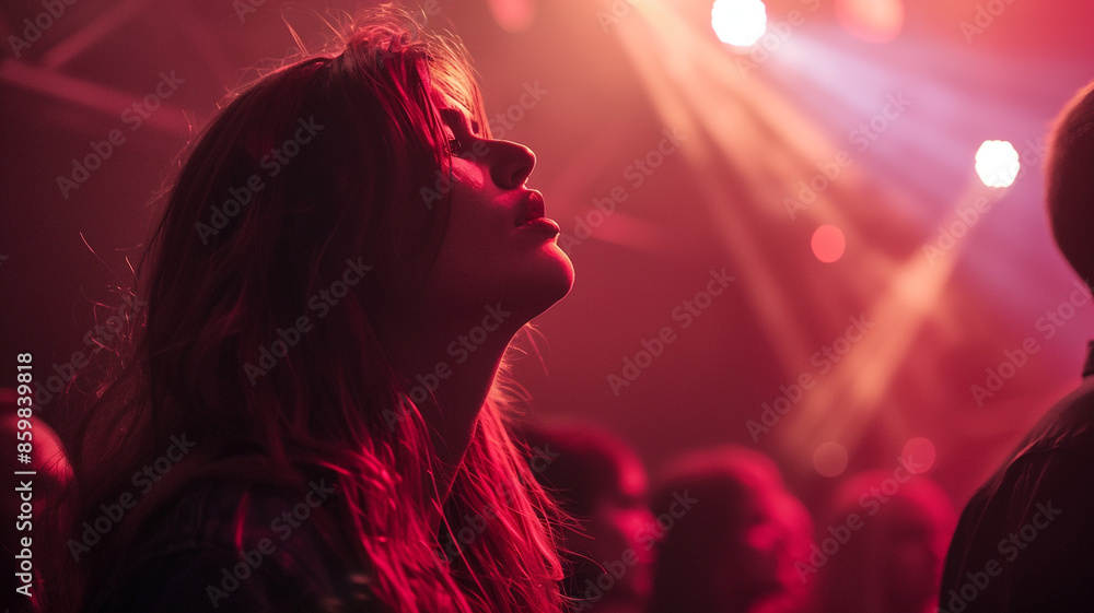 Woman in front of a crowd Woman in front of a crowd