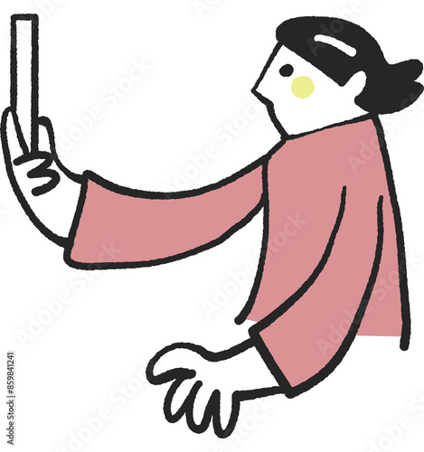 スマホで自撮りしている女性　ストック素材
