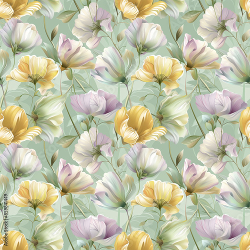 Floral variety color, form natural, seamless fabric pattern.