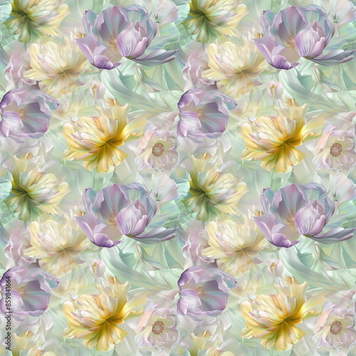 Floral variety color, form natural, seamless fabric pattern.