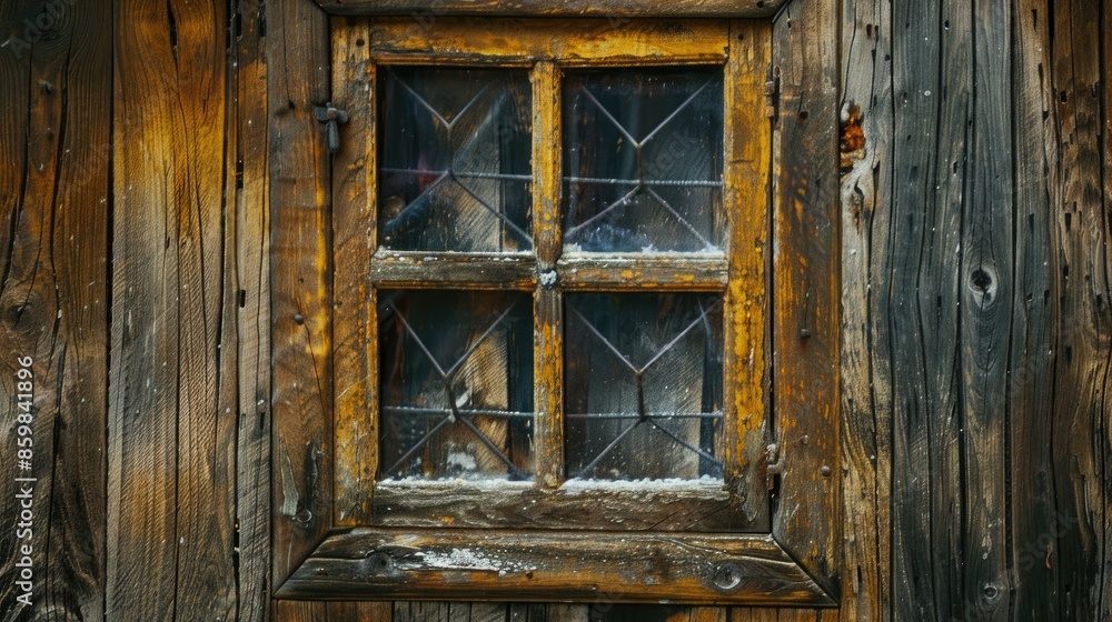 Antique window on wood surface with copy space close up view Antique window on wood surface with copy space close up view
