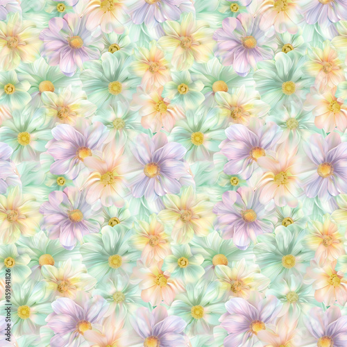 Wallpaper Mural Floral variety color, form natural, seamless fabric pattern. Torontodigital.ca