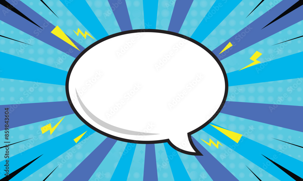 Blank speech bubble comic pop art blue background design Blank speech bubble comic pop art blue background design