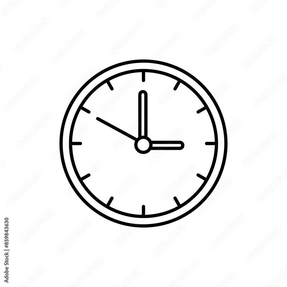 Wall clock line icon, linear style simple flat black illustration on white background..eps