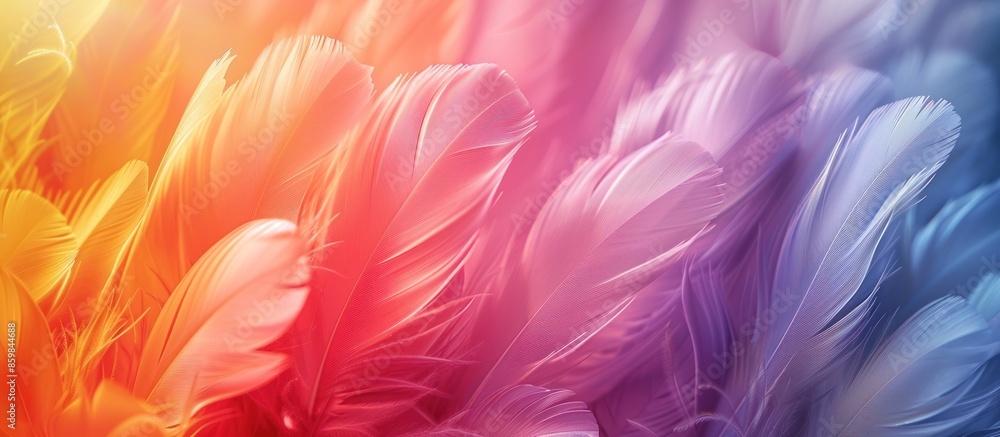 A colorful array of feathers with a rainbow of colors A colorful array of feathers with a rainbow of colors