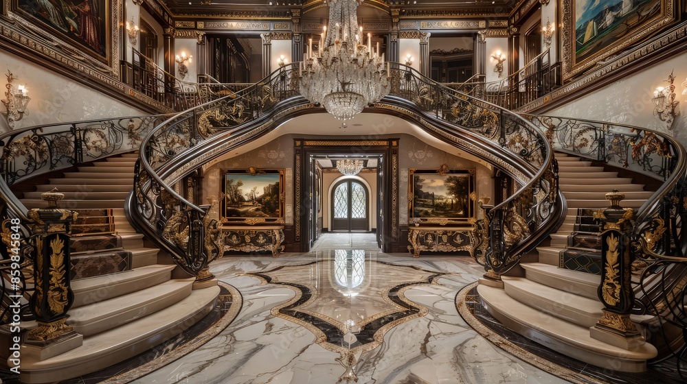Obraz premium beautiful luxury stairs round shape stairs in house lounge